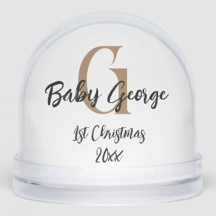 Custom Baby 1st Christmas unisex monogram  Snow Globe