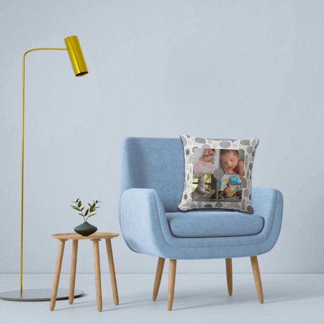 Custom Baby 4 Photo Collage Throw Pillow (Creator Uploaded)