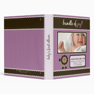 Custom Baby Album: Lavender Lion Bundle of Joy Binder