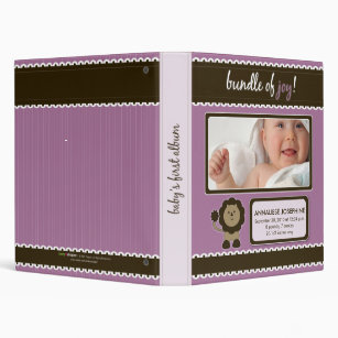 Custom Baby Album: Lavender Lion Bundle of Joy Binder