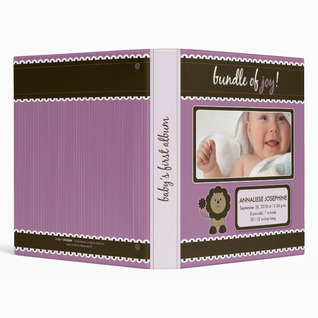 Custom Baby Album: Lavender Lion Bundle of Joy Binder (Background)