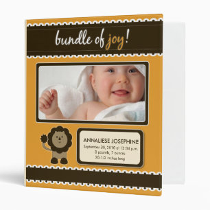 Custom Baby Album: Orange Lion Bundle of Joy Binder
