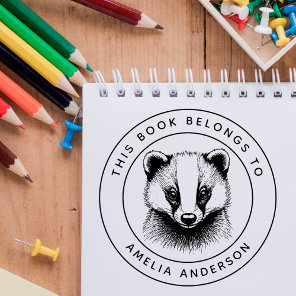 Custom Baby Badger This Book Belongs To Kid's Name Rubber Stamp
