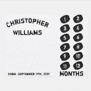 Custom Baby Baller Ice Hockey Month Milestone Blanket