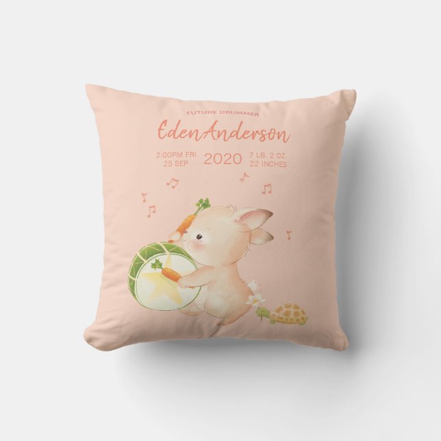 [Custom]Baby Birth Stat Bunny Drummer Music Parade Throw Pillow (Front)
