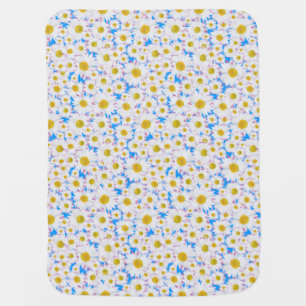 Custom Baby Blanket, Daisy Chains on Blue Receiving Blanket