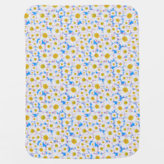 Custom Baby Blanket, Daisy Chains on Blue Receiving Blanket