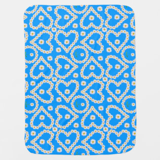 Custom Baby Blanket, Daisy Chains on Blue Stroller Blanket