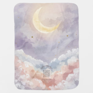 Custom Baby Blanket   Pastel Moon & Clouds