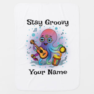 Custom Baby Blanket Retro Octopus Name & Text
