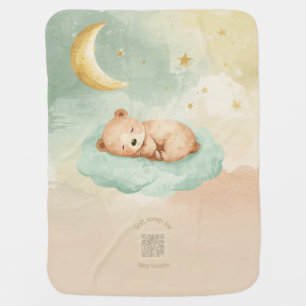 Custom Baby Blanket   Sleeping Baby Bear on Clouds