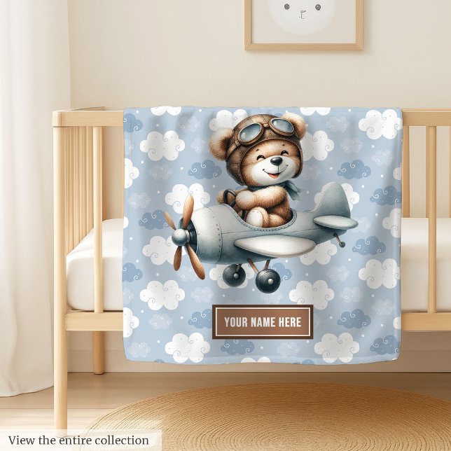 Custom Baby Blanket Teddy Bear Pilot Baby Shower (Custom Baby Blanket Teddy Bear Pilot Baby Shower)