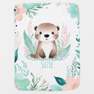 Custom Baby Blanket with cute Boho Otter Design