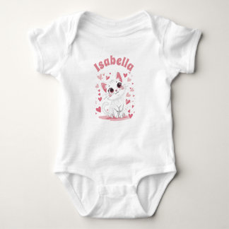 Custom Baby Bodysuit Cute Cat Cartoon Pink Hearts