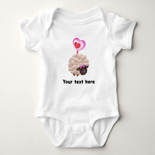 Custom Baby Bodysuit with Cute Sheep – Add Name (Front)