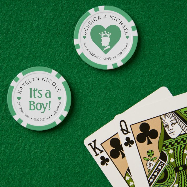 Custom Baby Boy Birth Announcement Personalized Poker Chips (Poker Table (Double))