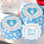 Custom Baby Boy Birth Announcement Personalized Poker Chips<br><div class="desc">Celebrate the arrival of your little one with these Custom Baby Boy Birth Announcement Personalized Poker Chips! Perfect for commemorating this joyous occasion in a unique and fun way, these custom poker chips are fully customizable to feature your baby's name, birthdate, weight, and other details. Whether you're planning a baby...</div>