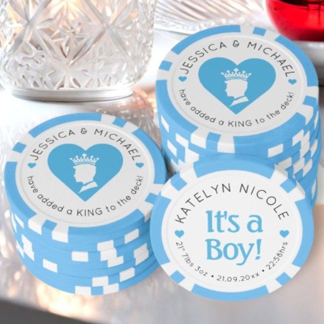 Custom Baby Boy Birth Announcement Personalized Poker Chips (Creator Uploaded)