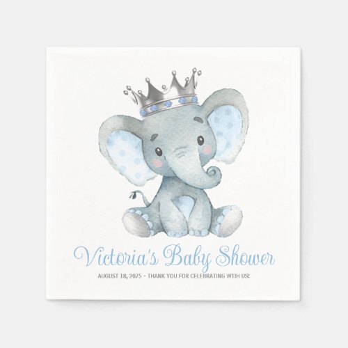 Custom Baby Boy Elephant Baby Shower Napkins