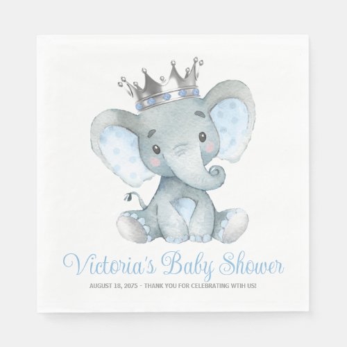 Custom Baby Boy Elephant Baby Shower Napkins