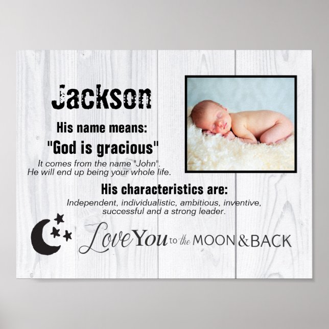 Custom Baby Boy Name Photo Love You To Moon Poster (Front)