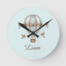 Custom Baby Boy Name Watercolor Vintage Hot Air Ba