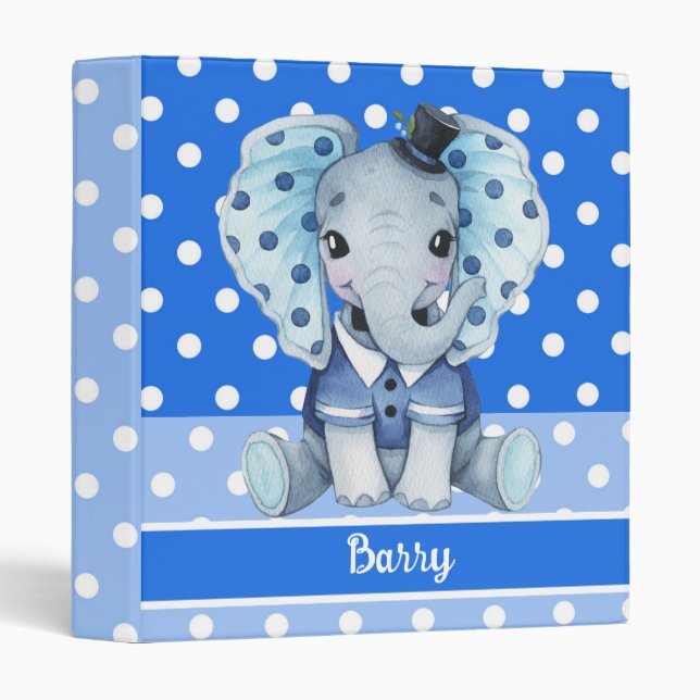 Custom Baby Boy Polka Dots  3 Ring Binder (Front/Spine)