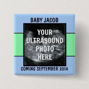Custom Baby Boy Ultrasound Photo Button