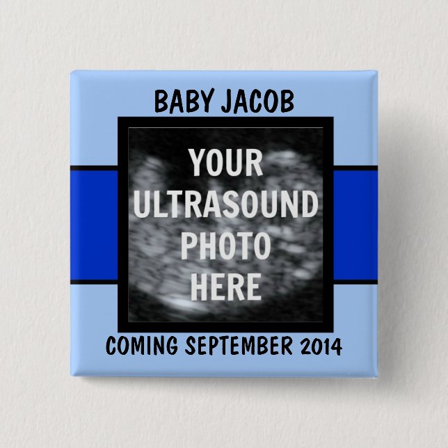 Custom Baby Boy Ultrasound Photo Button (Front)