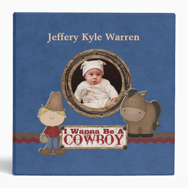 Custom Baby Boy's Cowboy Western Album Binder (Front)