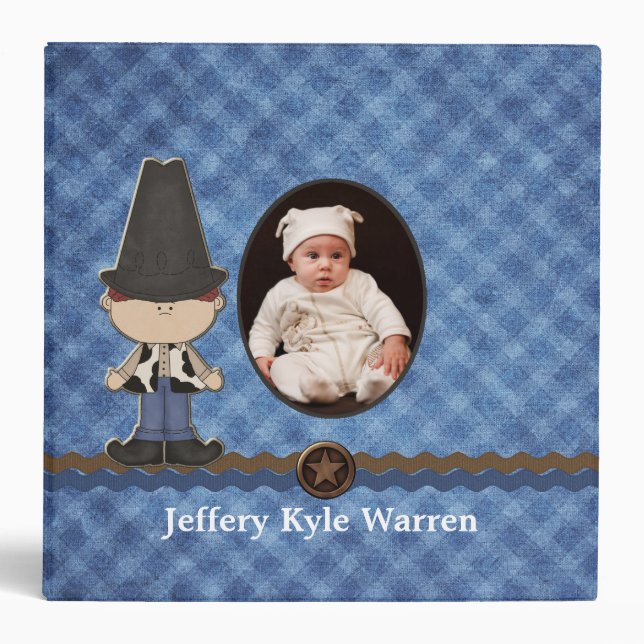 Custom Baby Boy's Western Theme Album 3 Ring Binder (Front)