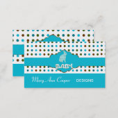 Custom Baby Bunny Blue Cute Polka Dots Patterns Business Card (Front/Back)
