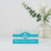 Custom Baby Bunny Blue Cute Polka Dots Patterns Business Card (Standing Front)
