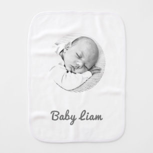 Custom Baby Burp Cloth – Name & Photo White