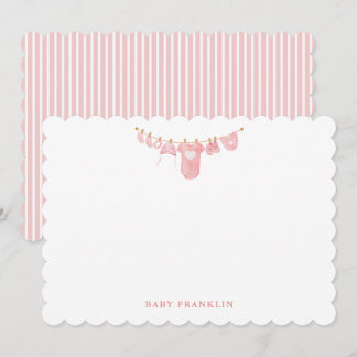 Custom Baby Clothesline Stationery Baby Shower  Note Card