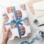 Custom Baby Dad Mom Face Mug Baby 3 Photos Wrapping Paper<br><div class="desc">Custom Baby Dad Mom Face Mug Baby 3 Photos Wrapping Paper, Replace the face with your favorite photo (make sure to crop as much to the face as possible and use an app to remove the background) and personalize this funny Wrapping Paper with your kid, husband, pet or boyfriend on...</div>