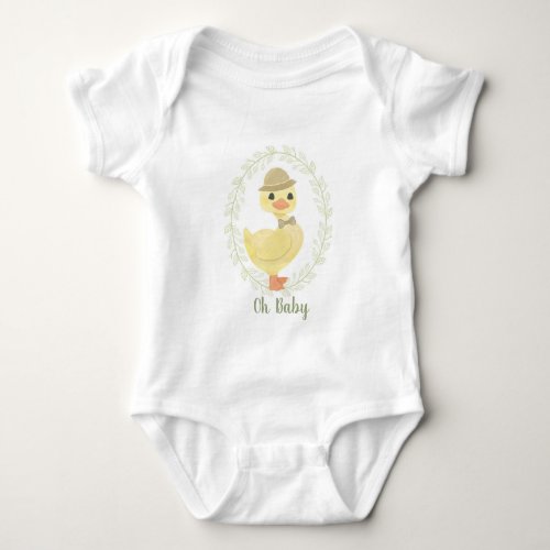 Custom Baby Duckling Body Suit _ Sage  Yellow Baby Bodysuit