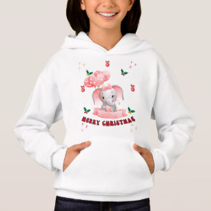 Custom Baby Elephant Girl's Christmas  Hoodie