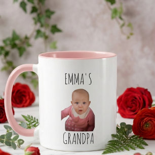 Custom Baby Face Baby Photo Christmas Grandpa  Mug