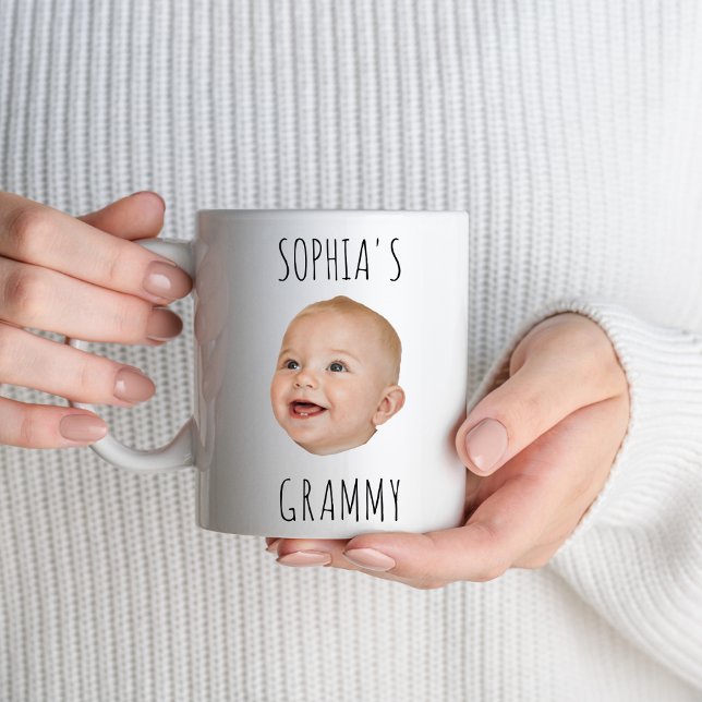 Custom Baby Face Baby Photo Grammy Birthday Party Mug (Creator Uploaded)