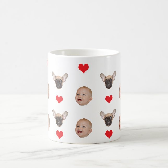  Custom Baby Face Dogs Face Mom Dad Birthday Gift Coffee Mug (Center)