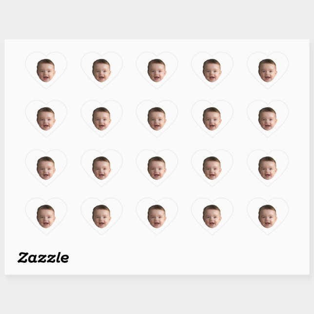 Custom Baby Face, Funny custom photo Heart Sticker (Sheet)