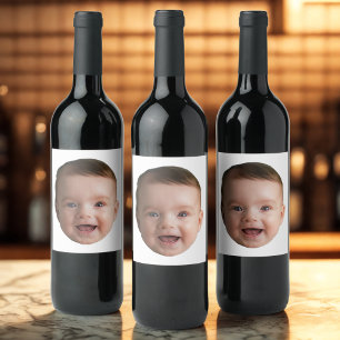 Custom Baby Face, Funny custom photo Wine Label