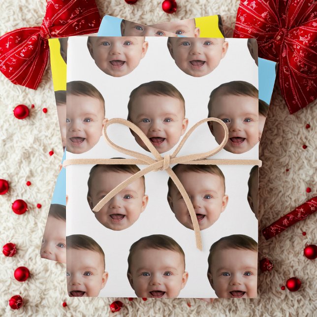 Custom Baby Face, Funny custom photo Wrapping Paper Sheets (Creator Uploaded)