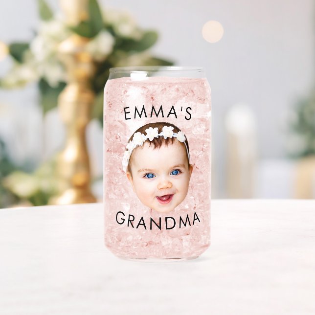 Custom Baby Face Mom Grandma Grandpa Birthday Can Glass (Insitu (Wedding))