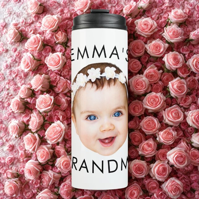 Custom Baby Face Mom Grandma Grandpa Birthday Thermal Tumbler (Creator Uploaded)