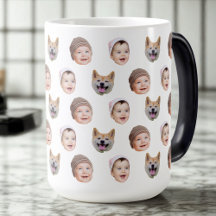 Custom Baby Face Mug, Custom Family 3 Photos mug