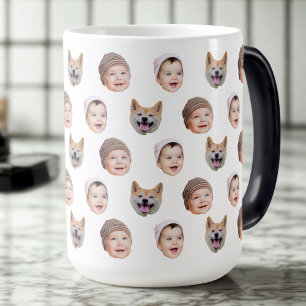 Custom Baby Face Mug, Custom Family 3 Photos mug