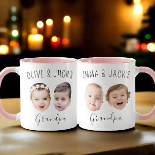 Custom Baby Face Mug, Custom Grandchild Mug, Papa  Mug
