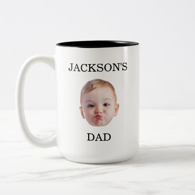 Custom Baby Face Mug, Personalize Child Photo Two-Tone Coffee Mug (Left)